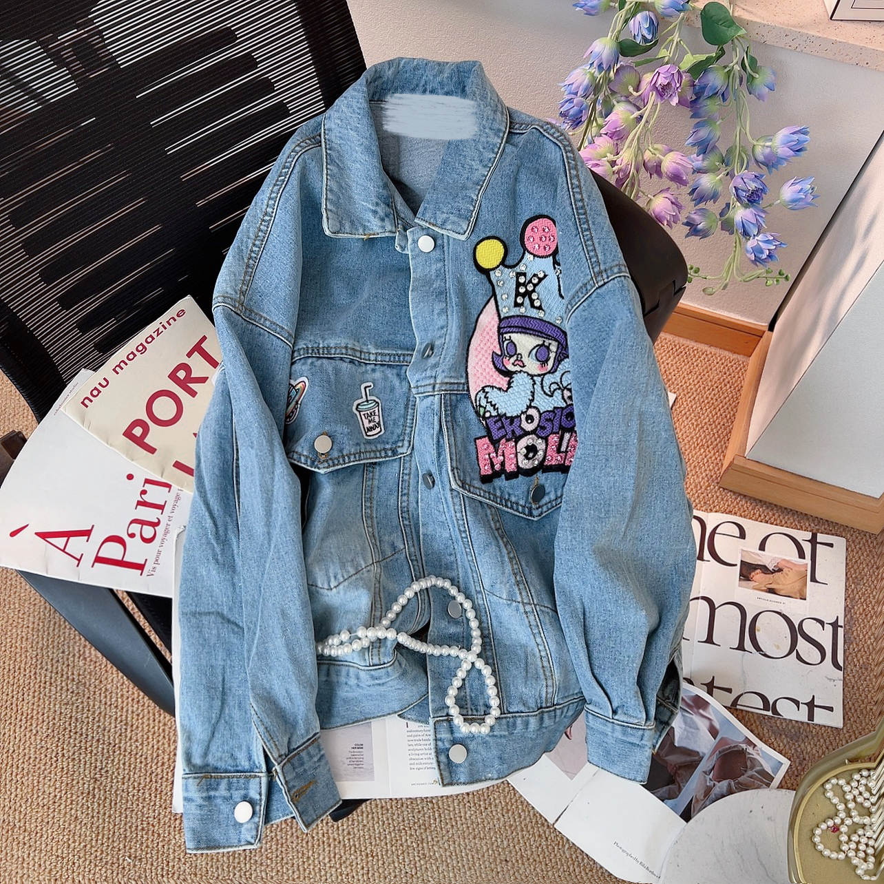 原宿风复古大版牛仔外套女春上衣