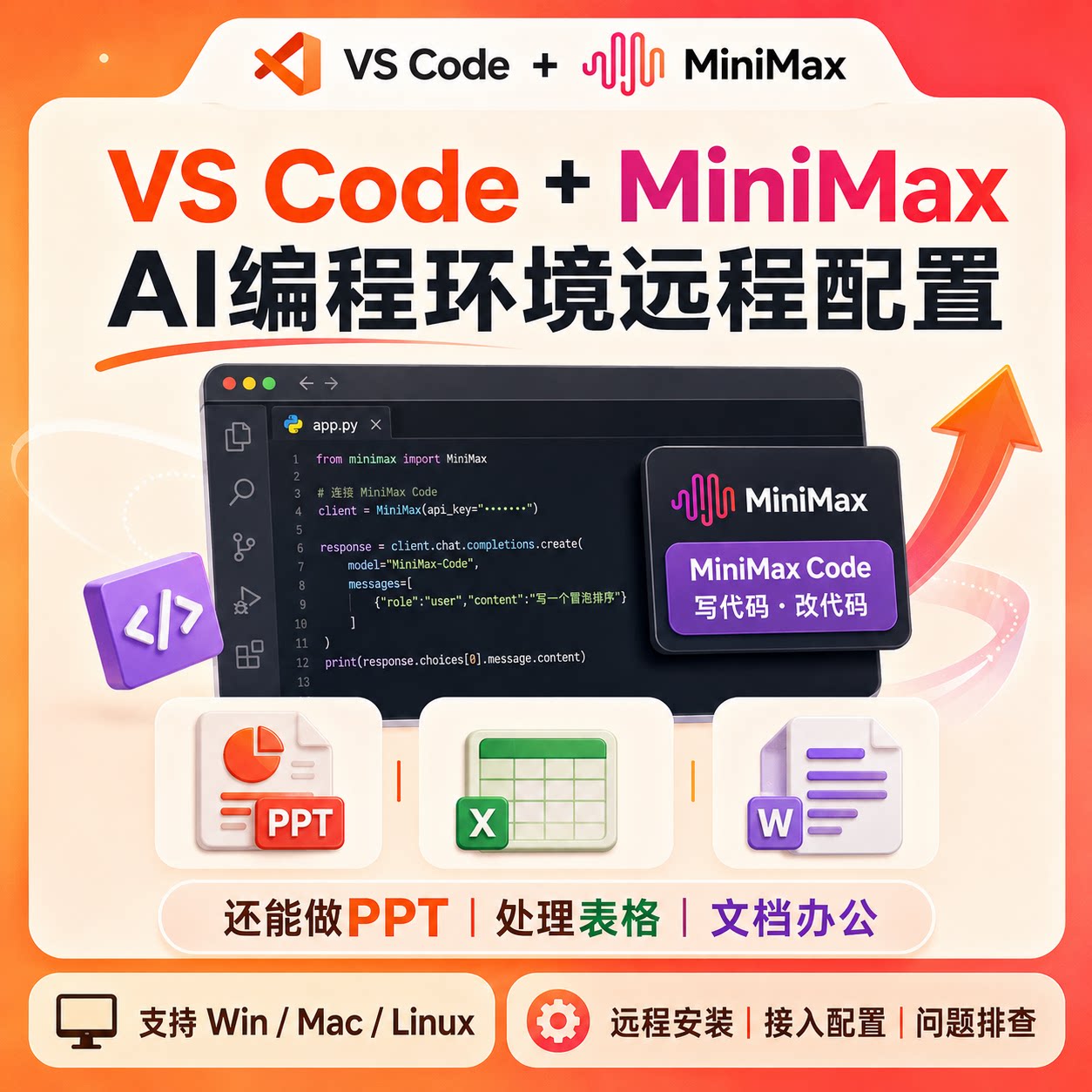 VSCode接入MiniMax Code AI编程办公环境远程配置安装错误解决图片