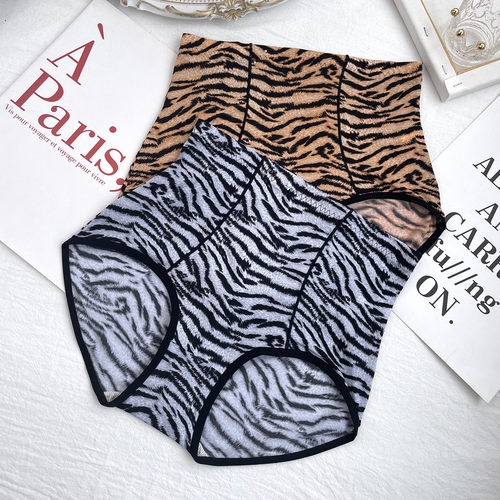 高腰虎纹光滑柔软透气大码宽松舒适提臀性感三角内裤女 古妃84205