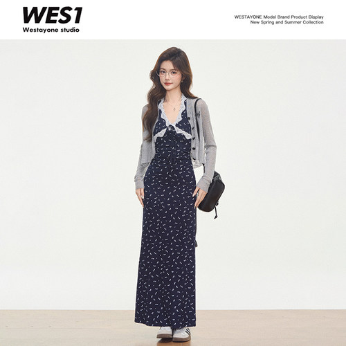 【专属】WESTAYONE防晒开衫+蕾丝拼接针织连衣裙女小个子新款