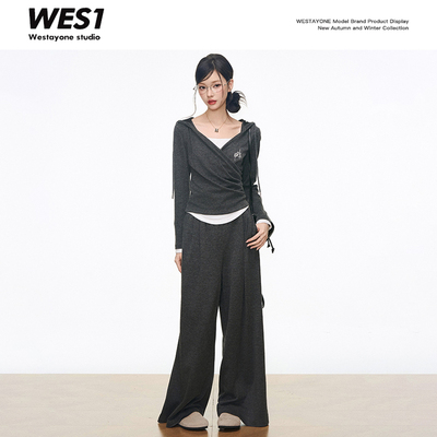 【柒柒】WESTAYONE 假两件针织衫上衣+针织裤子