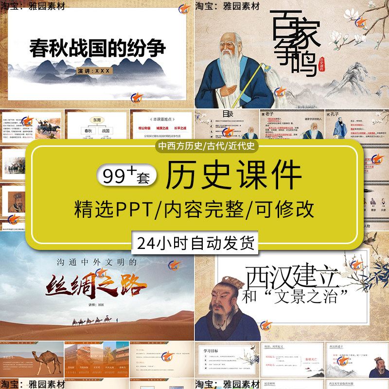 中国古代历史ppt模板中小学生中国近代历史现代与西方历史介绍PPT