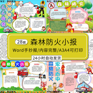 森林防火手抄报模板小学生世界森林日预防火灾安全知识电子小报