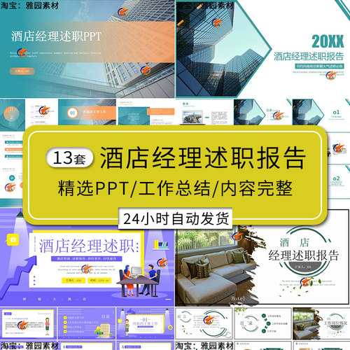 商务酒店经理年终总结ppt模板n年度工作汇报述职报告演讲新年计划