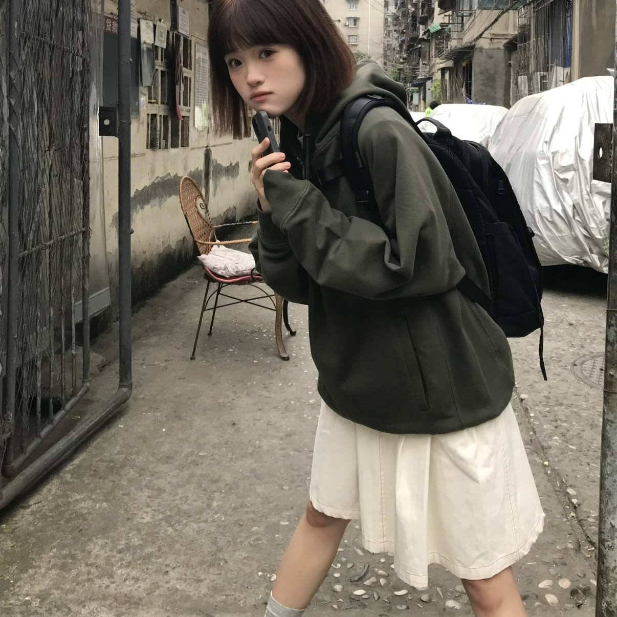 困住大象 春夏复古原创松紧休闲显瘦全棉百搭半裙伞裙短裙