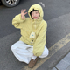 困住大象 现货原创秋冬鹅黄多口袋宽松百搭连帽加厚摇粒绒棉衣