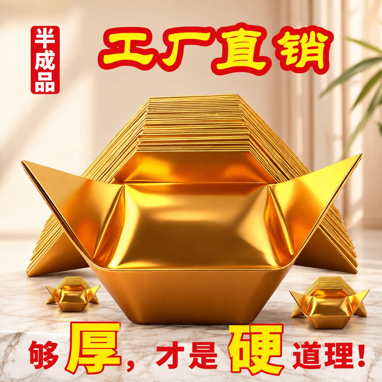 加厚切角金纸折纸半成品