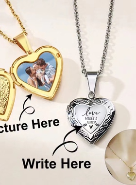 fashion custom heart locket pendant memory photo necklace