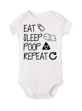 baby clothes 宝宝衣服 eat sleep poop repeat连体哈服
