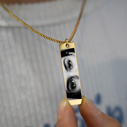 Customized diy激光眼睛图案手链欧美跨境热销不锈钢情侣项链