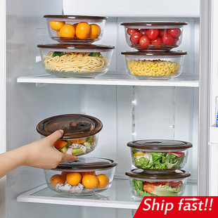 home microwave bowl glass salad cover box with Round oven