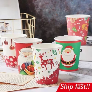 10pcs Christmas disposable paper cups party plates tableware