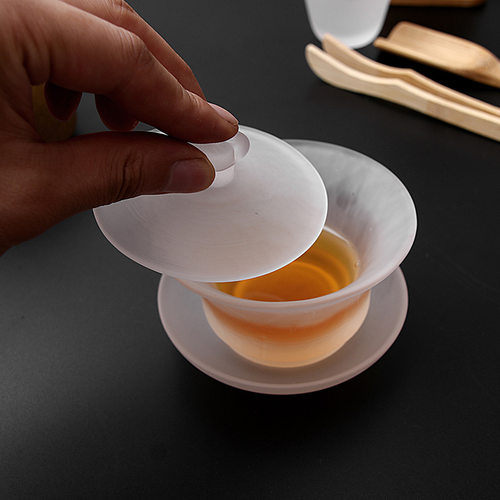 水晶玻璃磨砂款加厚茶具日式