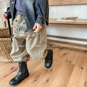 宽松休闲长裤 这个裤 裤 男女儿童洋气韩版 子很能装 宝宝多口袋工装