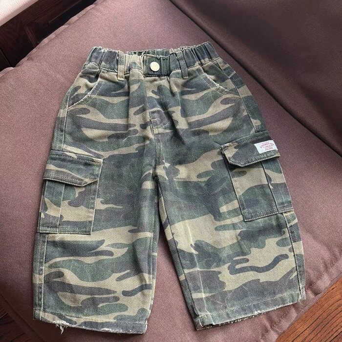 春秋季童装儿童帅痞韩版大口袋工装裤男女宝宝迷彩裤休闲百搭长裤