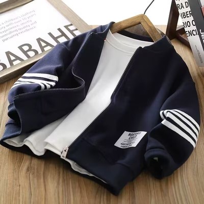 男童春秋季拉链棒球服外套