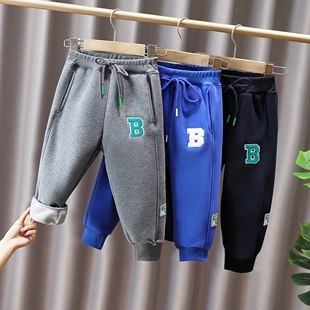 2023春季 子6019 宝宝休闲长裤 男童加绒运动裤 新款 儿童一体绒卫裤