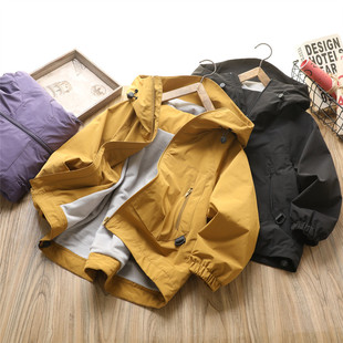 防风衣7863 中大童连帽开衫 男童双层冲锋衣加绒外套2026春秋季 新款