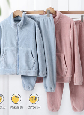 儿童珊瑚绒家居服套装秋冬季亲子装男童睡衣睡裤法兰绒两件装5779