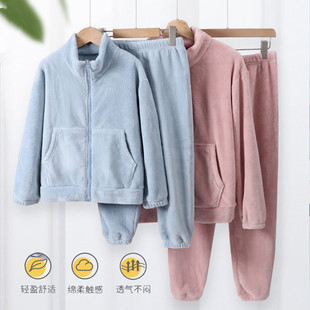 儿童珊瑚绒家居服套装秋冬季亲子装男童睡衣睡裤法兰绒两件装5779