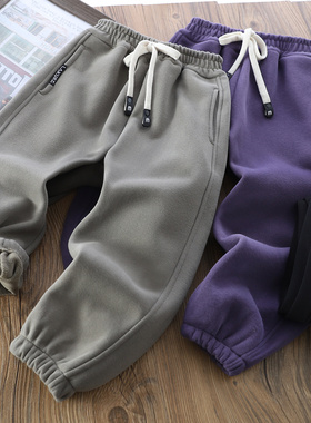 男童运动裤一体绒长裤2025冬季中大童奥粒绒保暖休闲卫裤6624
