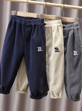 男童灯芯绒长裤春秋季儿童休闲长裤秋季宝宝宽松条绒裤子厚6225