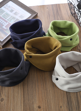 儿童双面摇粒绒护颈围脖2025秋冬季男童厚实保暖围巾成人围脖P003