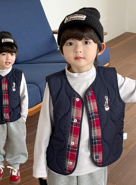 儿童马甲加棉男童外穿坎肩加厚2025秋装上衣保暖背心潮3526