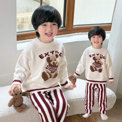 儿童睡衣秋冬男童家居服