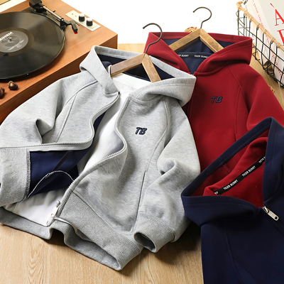 男童连帽拉链外套厚款春秋季卫衣