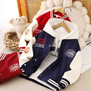 男童棒球服外套童装 新中大童洋气休闲棒球服外套潮7300 春季