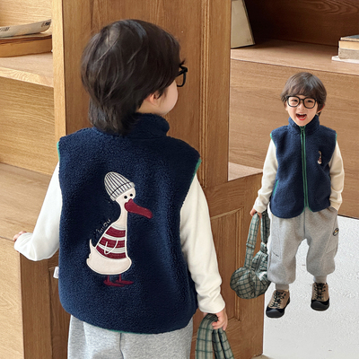 男童绗棉马甲秋冬季加棉保暖背心