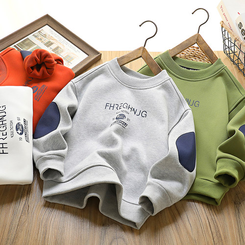 男童加绒卫衣一体绒帅气休闲上衣