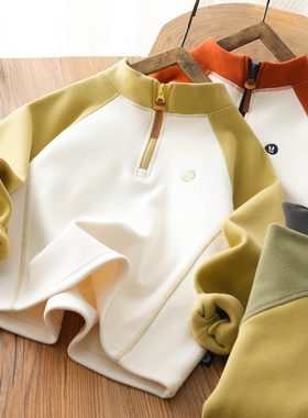 男童纳米绒卫衣防风秋冬季中大童儿童半拉链打底上衣保暖卫衣2872