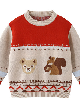 100棉男童圆领毛衣纯棉秋冬季新款儿童全棉打底线衣保暖上衣8202