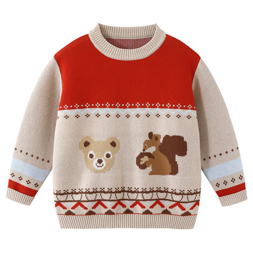 100棉男童圆领毛衣纯棉秋冬季