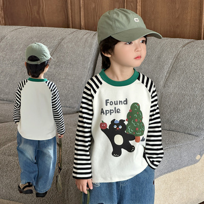 男童长袖春秋款条纹T恤