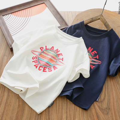 100棉男童圆领短袖T恤衫薄款上衣