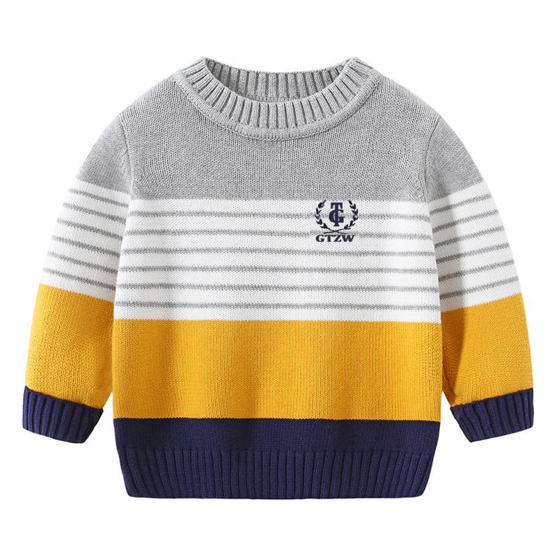 男童圆领毛衣纯棉秋冬季加绒线衣