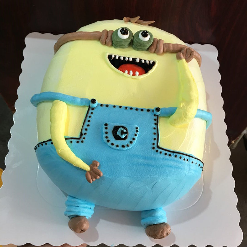定制卡通儿童小黄人生日蛋糕店福州市同城配送个性周岁男女孩创意