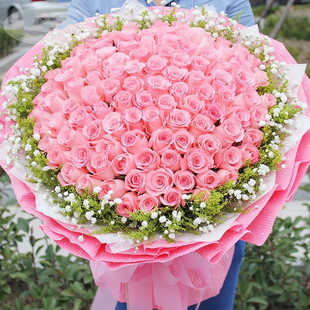 母亲节同城99朵粉玫瑰生日鲜花同城配送广州成都东莞重庆福州昆明