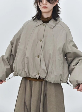 一九二三l冬＂抽褶设计 灯笼袖面包棉服抽绳收腰短款外套