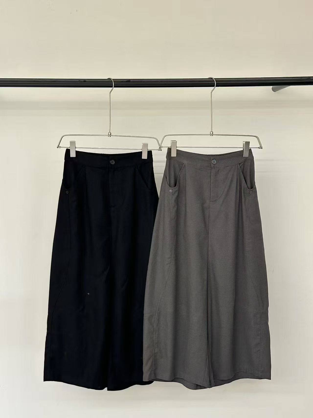 25FW ＂冷韩系调性麻料 低低低档阔腿裤 九分裤