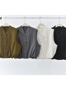 一九二三｜FW纹理感蓬松马夹‘V领百搭打褶百搭显瘦款