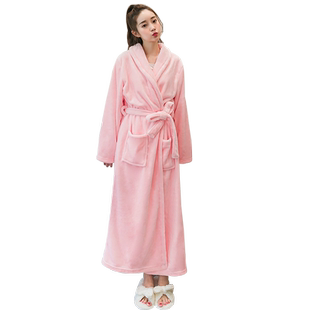 秋冬季加厚加长法兰绒睡袍情侣保暖睡衣男女士浴袍宽松大码家居服