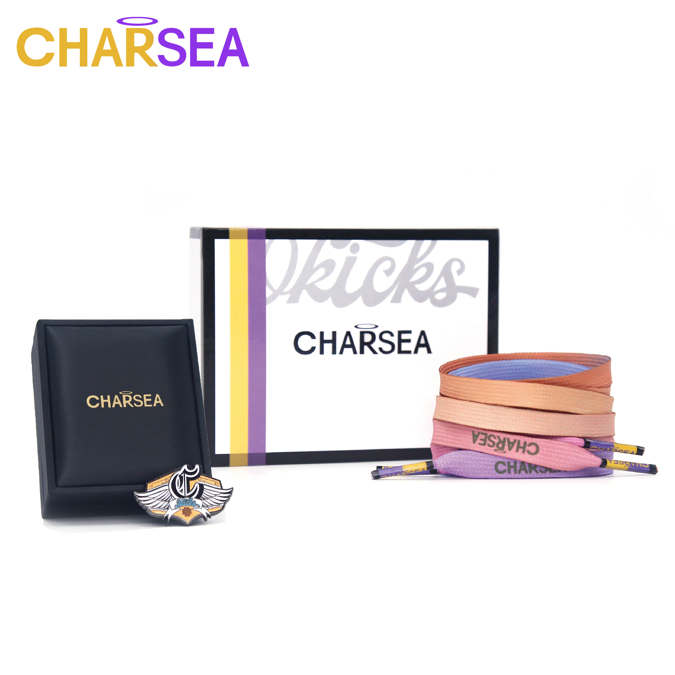 CHARSEA高贵灵魂20ss 适配AJ1AF1网红粉色四色渐变时尚潮流鞋带扁