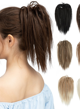 高颅顶短马尾假发抓夹发圈蓬松喷泉高马尾ponytails Hairpiece