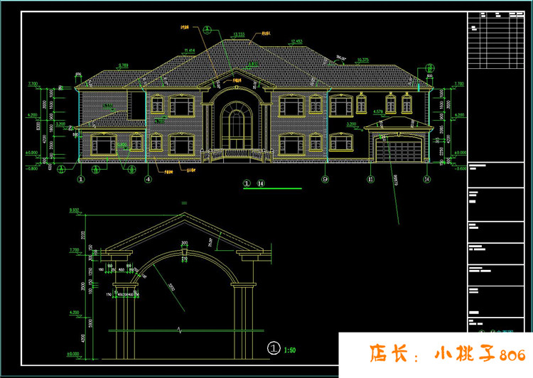 某三层A2型轻钢别墅建筑结构图cad图纸