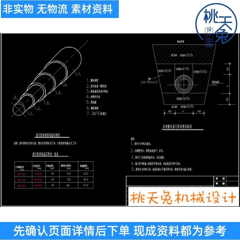 热力蒸汽管道工程施工图cad图纸