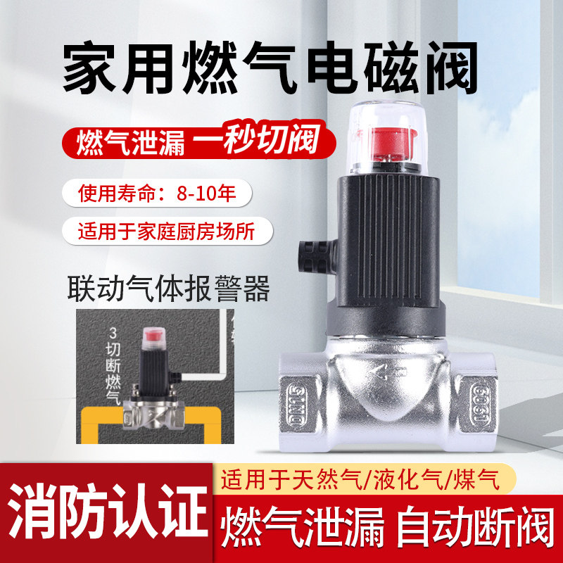 燊顺电磁阀 家用厨房DN15DN20天然气煤气泄漏 电磁式切断阀